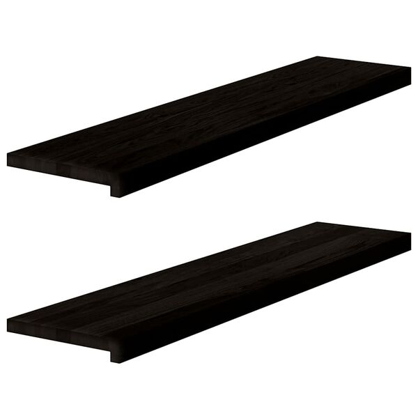 vidaXL Pelda&ntilde;os de escalera 2 uds madera maciza roble marr&oacute;n oscuro