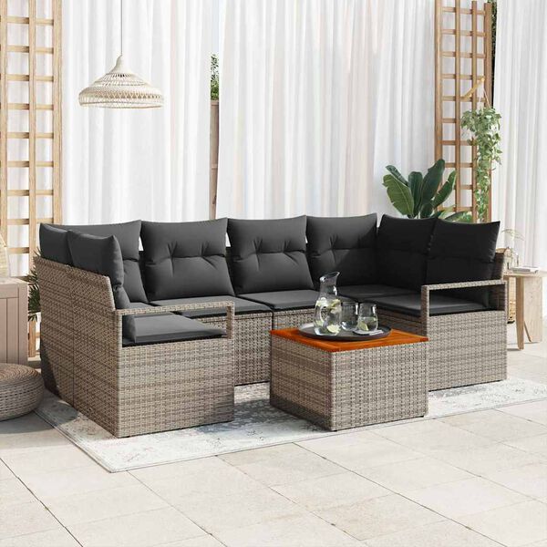 vidaXL Conjunto de sof&aacute; de jard&iacute;n 7 pcs Gris