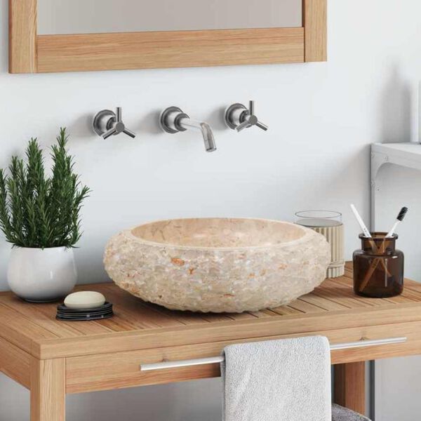 vidaXL Lavabo 40x12 cm m&aacute;rmol color crema