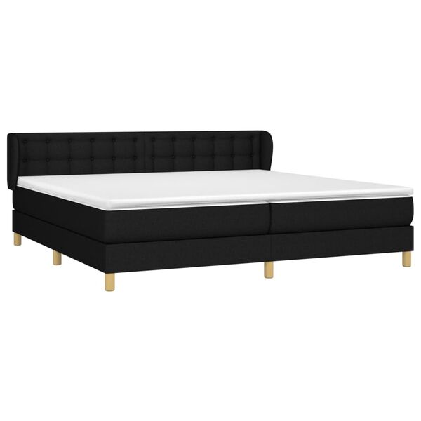 vidaXL Cama box spring con colch&oacute;n tela negro 200x200 cm