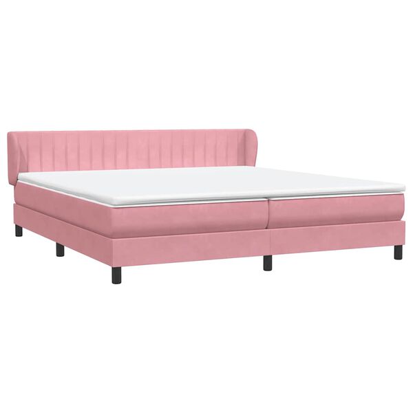 vidaXL Cama box spring con colchones terciopelo rosa 180x220 cm