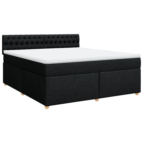vidaXL Cama box spring con colch&oacute;n tela negro 180x200 cm