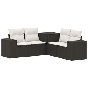 vidaXL Juego de Sof&aacute; 5 uds. Negro y Blanco Crema