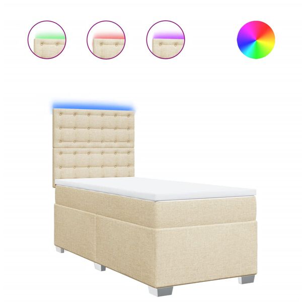 vidaXL Cama box spring con colch&oacute;n tela color crema 80x200 cm