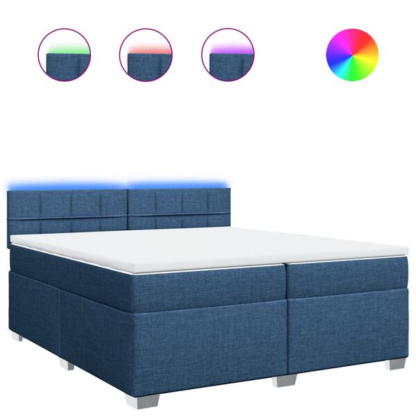 vidaXL Cama box spring con colch&oacute;n tela azul 200x200 cm