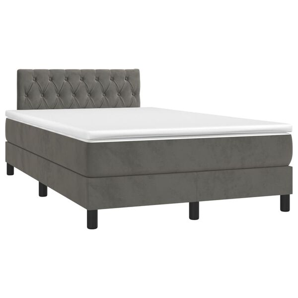 vidaXL Cama box spring colch&oacute;n y LED terciopelo gris oscuro 120x200 cm