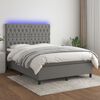 vidaXL Cama box spring colch&oacute;n y luces LED tela gris oscuro 140x200 cm