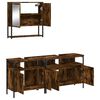 vidaXL Set de muebles baño 3 pzas madera contrachapada roble ahumado