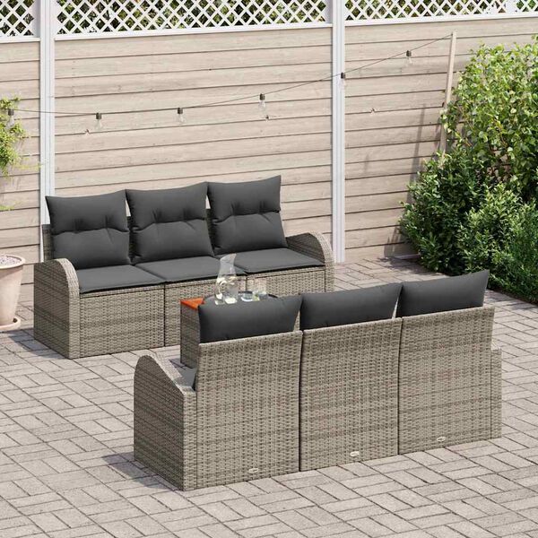 vidaXL Conjunto de sof&aacute; de jard&iacute;n 7 pcs Gris