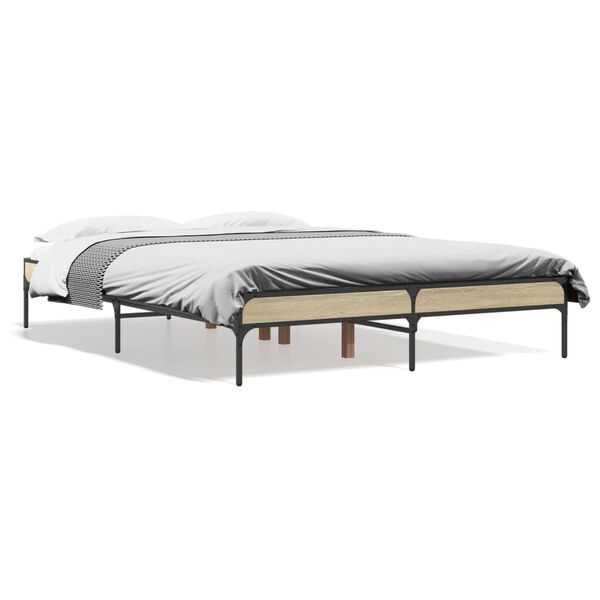 vidaXL Estructura cama madera ingenier&iacute;a metal roble Sonoma 140x190 cm