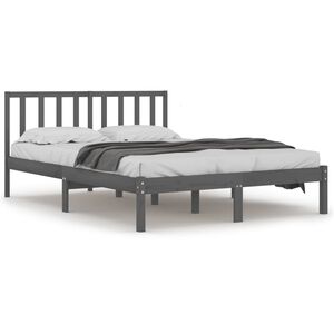 vidaXL Estructura de cama sin colch&oacute;n madera de pino gris 200x200 cm