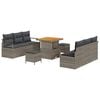vidaXL Conjunto de sof&aacute;s de jard&iacute;n 9 pcs Gris rat&aacute;n sint&eacute;tico