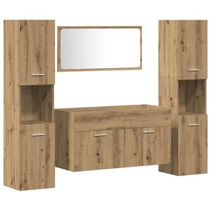 vidaXL Juego de muebles ba&ntilde;o 4 piezas madera ingenier&iacute;a roble artisan