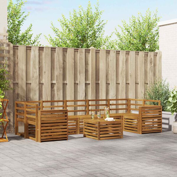 vidaXL Juegos de sof&aacute;s 8 pcs Natural Madera de Acacia S&oacute;lida