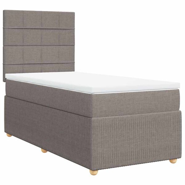 vidaXL Cama box spring con colch&oacute;n tela gris taupe 100x200 cm
