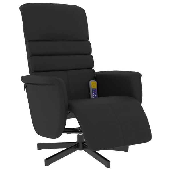 vidaXL Sill&oacute;n reclinable masaje con reposapi&eacute;s cuero sint&eacute;tico negro