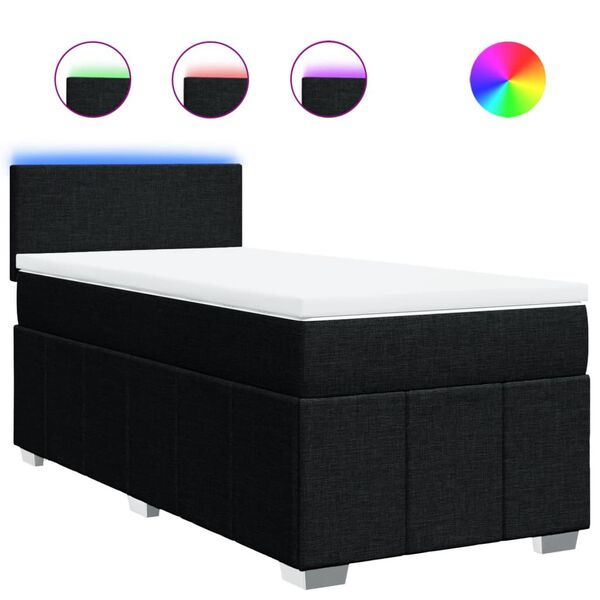 vidaXL Cama box spring con colch&oacute;n tela negro 100x200 cm