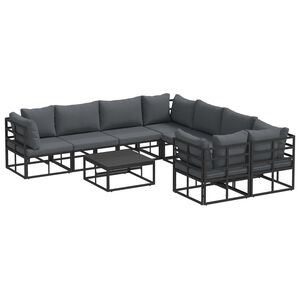 vidaXL Conjunto de sof&aacute;s de jard&iacute;n 9 uds. Negro Acero