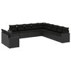 vidaXL Set de sof&aacute;s de jard&iacute;n 11 pzas y cojines rat&aacute;n sint&eacute;tico negro