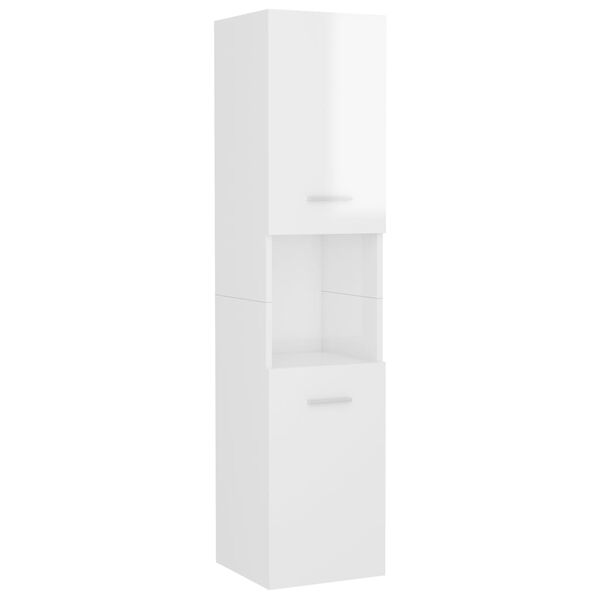 vidaXL Armario de baño madera contrachapada blanco brillo 30x30x130 cm