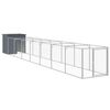 vidaXL Caseta perros con corral acero galvanizado gris 110x813x110 cm