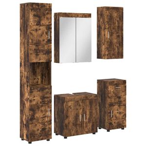 vidaXL Juego de muebles de ba&ntilde;o TULUM 5 pcs Roble ahumado