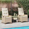 vidaXL Silla de jard&iacute;n reclinable Beige y Crema 64 x 57,5 x 112 cm
