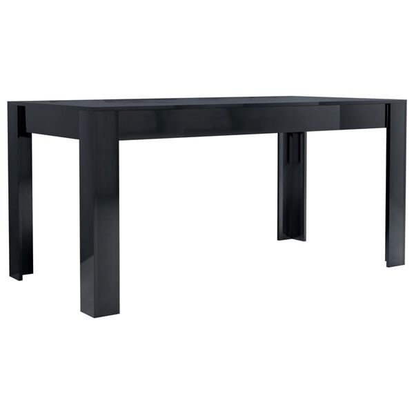 vidaXL Mesa de comedor madera de ingenier&iacute;a negro brillo 160x80x76 cm