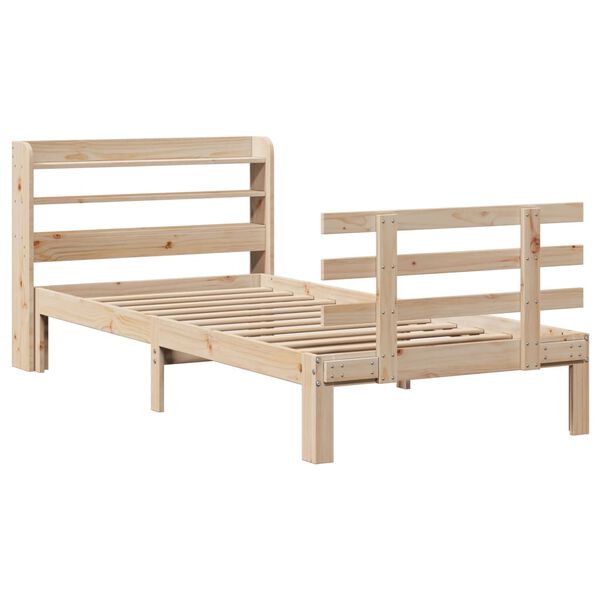 vidaXL Estructura de cama con cabecero madera maciza pino 75x190 cm