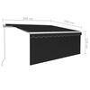 vidaXL Toldo retráctil manual con persiana y luz LED antracita 3x2,5 m