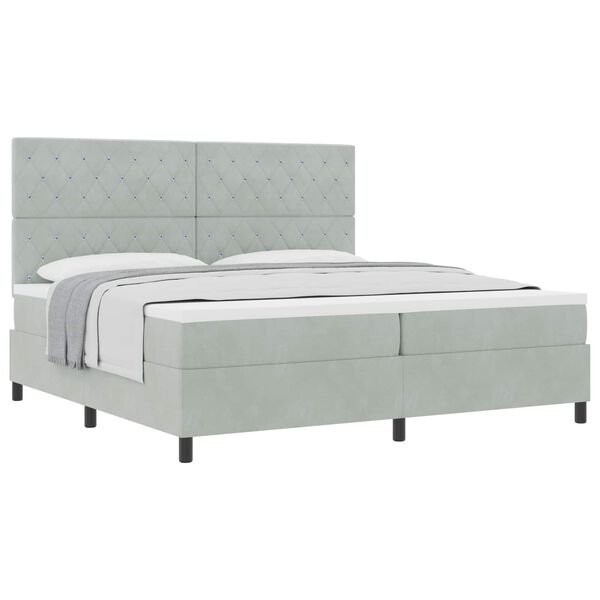 vidaXL Cama tipo Box Spring Gris Claro 200 x 200 cm Terciopelo