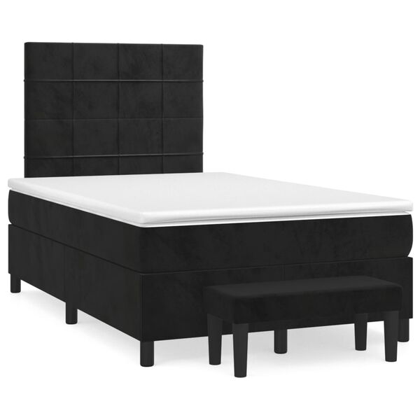 vidaXL Cama box spring con colch&oacute;n terciopelo negro 120x200 cm
