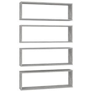 vidaXL Estante de pared 4 uds contrachapado gris hormig&oacute;n 80x15x26,5cm
