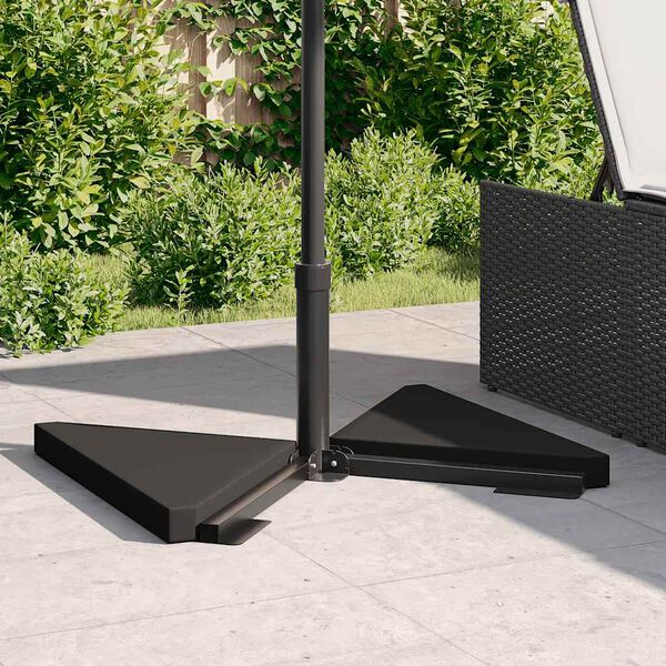 vidaXL Placa de peso para sombrilla 2uds granito negro triangular 14kg