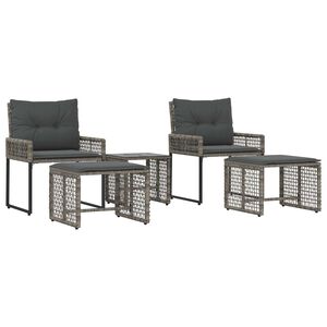 vidaXL Juego de muebles de exterior con coj&iacute;n 5 pcs Gris