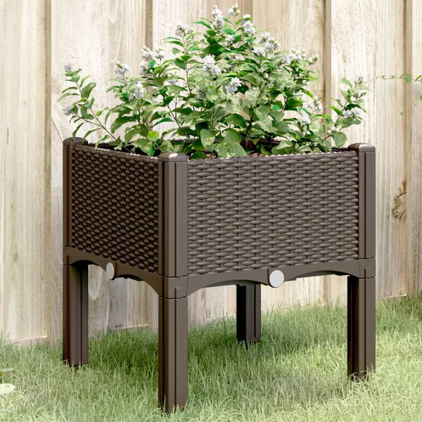 vidaXL Jardinera con patas PP marr&oacute;n 40x40x42 cm