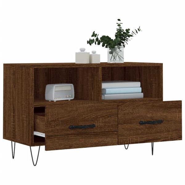 vidaXL Mueble para TV madera contrachapada roble marr&oacute;n 80x36x50 cm