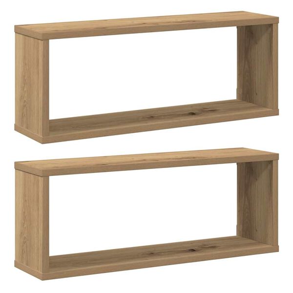 vidaXL Estantes cubo de pared 2 uds madera roble artisan 60x15x23 cm