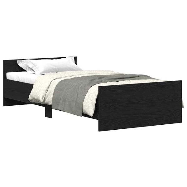 vidaXL Estructura de cama sin colch&oacute;n roble negro 90x190 cm