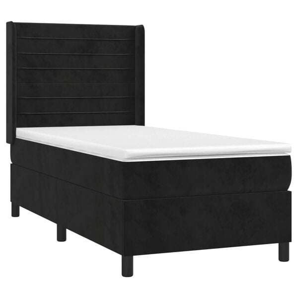 vidaXL Cama box spring con colch&oacute;n terciopelo negro 100x200 cm