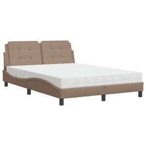vidaXL Cama con colch&oacute;n Zadar cuero sint&eacute;tico capuchino 140x200 cm