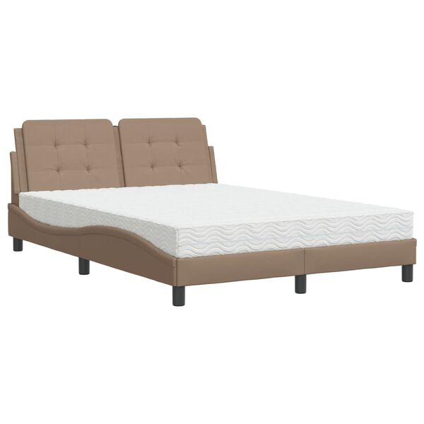 vidaXL Cama con colch&oacute;n Zadar cuero sint&eacute;tico capuchino 140x200 cm