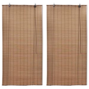 vidaXL Estor enrollable de bamb&uacute; 2 unidades marr&oacute;n 150x220 cm