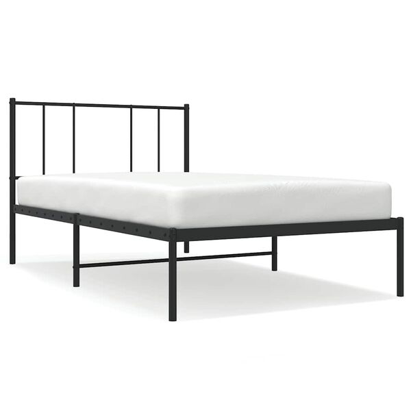 vidaXL Estructura cama sin colchón con cabecero metal negro 100x190 cm