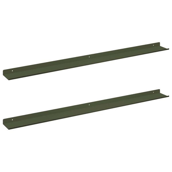 vidaXL Estante flotante 2 pcs Verde Oliva 100 x 9 x 2,5 cm Acero
