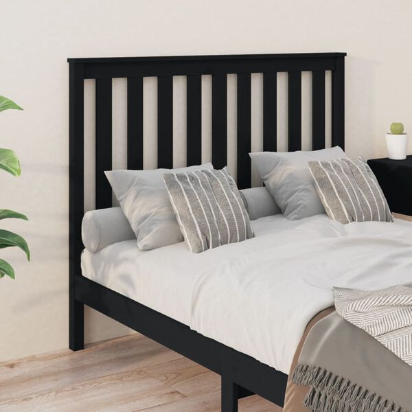 vidaXL Cabecero de cama madera maciza de pino negro 126x6x101 cm
