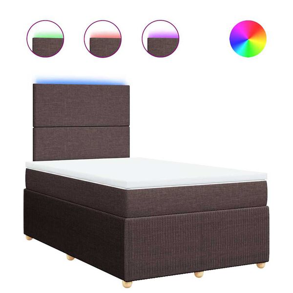 vidaXL Cama box spring con colch&oacute;n tela marr&oacute;n oscuro 120x200 cm