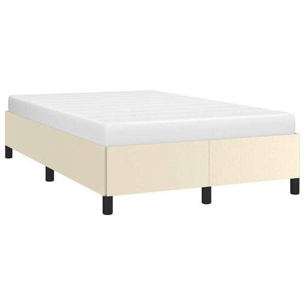 vidaXL Estructura de cama sin colch&oacute;n cuero sint&eacute;tico crema 120x190 cm