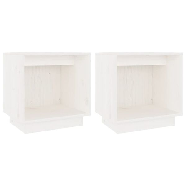 vidaXL Mesitas de noche 2 uds madera maciza de pino blanco 40x30x40 cm