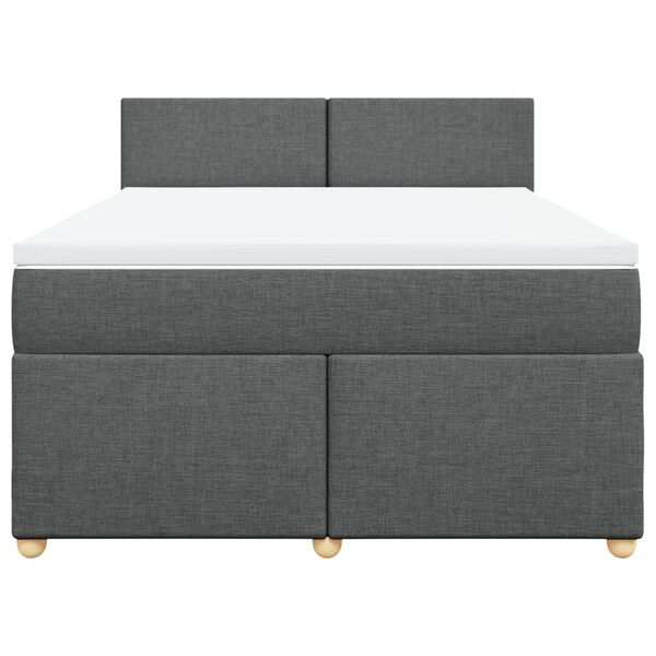 vidaXL Cama box spring con colch&oacute;n tela gris oscuro 140x200 cm